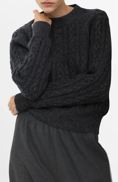 Mango Cable Crewneck Lounge Sweater In Multi