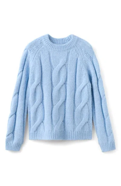 Mango Cable Crewneck Sweater In Blue