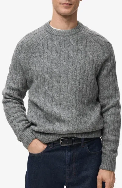 Mango Cable Crewneck Sweater In Gray