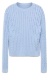 Mango Cable Knit Cotton Sweater In Blue