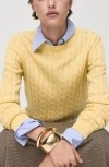 Mango Cable Knit Crew Neck Sweater In Yellow