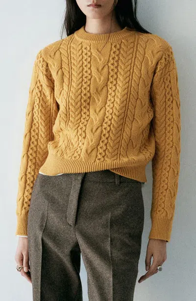 Mango Cable Knit Sweater In Brown