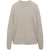 Mango Cable Stitch Crewneck Sweater In Light Heather Grey