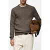 Mango Cable Stitch Crewneck Sweater In Mink Grey