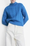 Mango Perkins-neck Braided Sweater Vibrant Blue In Vibrant Blue