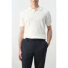 Mango Cable Stitch Polo Sweater In White