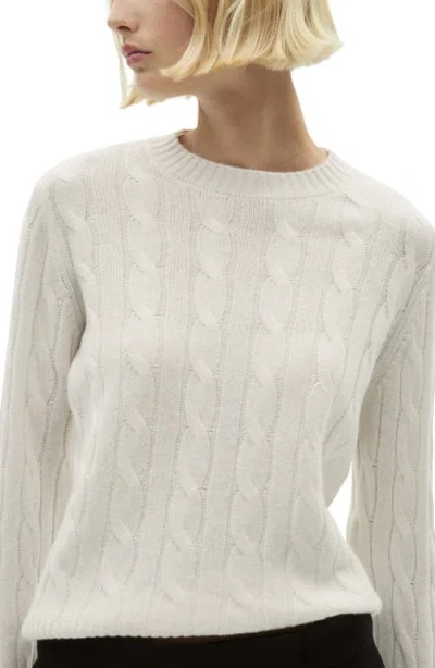 Mango Cable Stitch Wool Sweater In Ecru