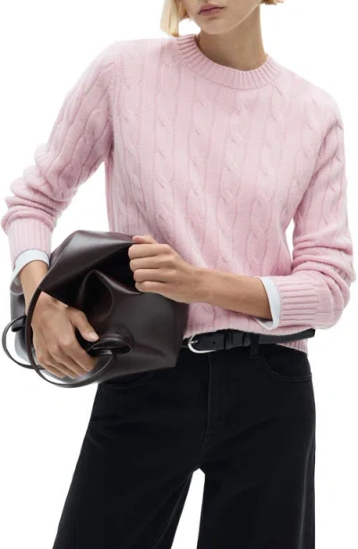 Mango Cable Stitch Wool Sweater In Pink