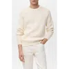 Mango Cabled Cotton Crewneck Sweater In Neutral