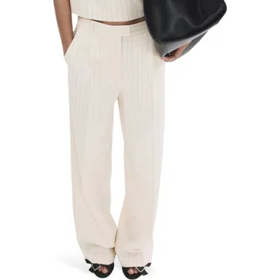 Mango Cadena Pantalon Pinstripe Pants In White