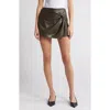 Mango Knot Leather-effect Mini Skirt Khaki In Khaki Green