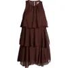 Mango Cake Ruffle Minidress In Brown