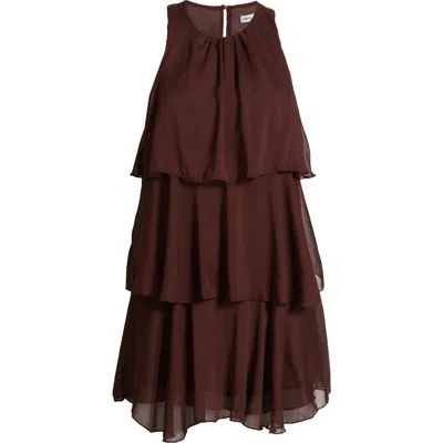 Mango Cake Ruffle Minidress In Brown