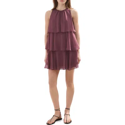 Mango Cake Ruffle Minidress In Burgundy