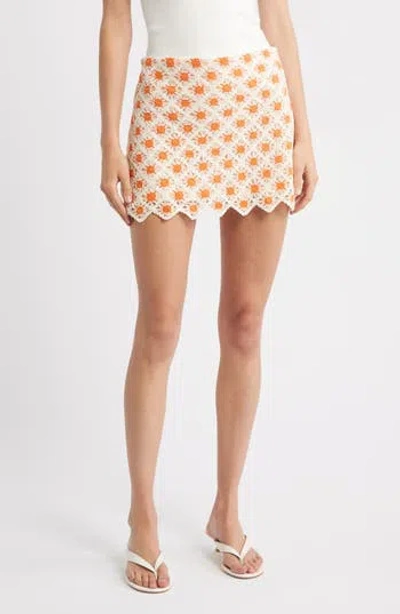 Mango Cameron Crochet Miniskirt In Orange