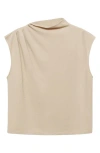 Mango Candela Extended Shoulder Funnel Neck Top In Sand