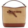 Mango Canvas & Faux Leather Bucket Bag In Leather