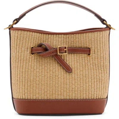 Mango Canvas & Faux Leather Bucket Bag