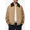 Mango Canvas Insulated Jacket With Faux Shearling Collar In Medium Brown