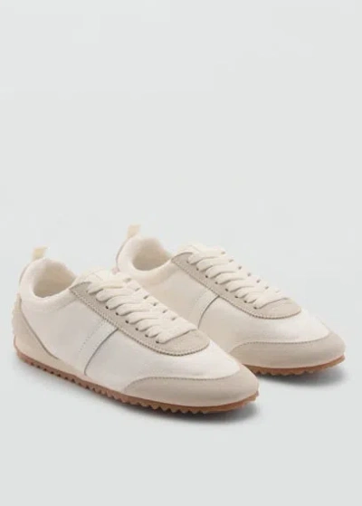 Mango Canvas Sneakers With Leather Panels Beige