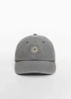 MANGO EMBROIDERED DETAIL CAP CHARCOAL