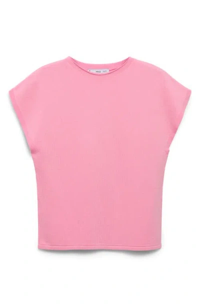 Mango Cap Sleeve Fine Knit Sweater In Pink
