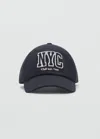 Mango Cap With Embroidered Letter Navy In Black