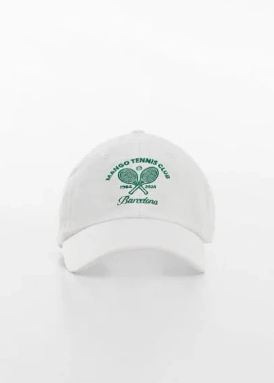 Mango Cap With Embroidered Logo White