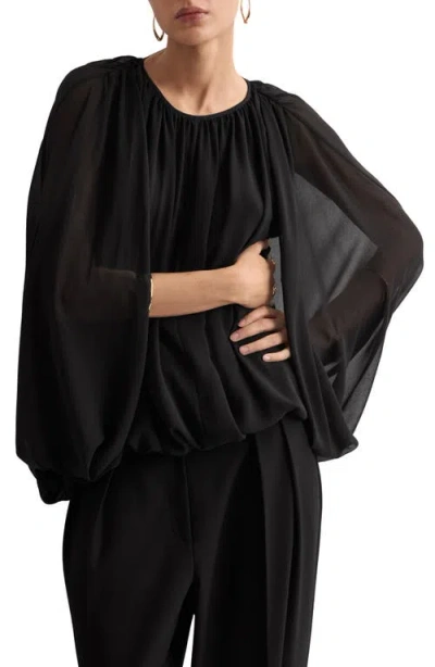Mango Cape Sleeve Top In Black