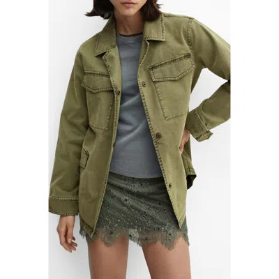 Mango Caracas Overshirt In Khaki Green