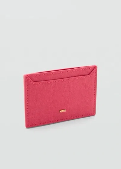 Mango Card Holder With Decorative Stitching Strawberry In Pink