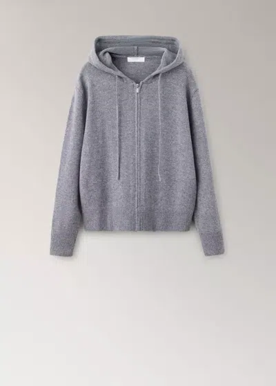 Mango Cardigan 100 % Laine Zip In Gris