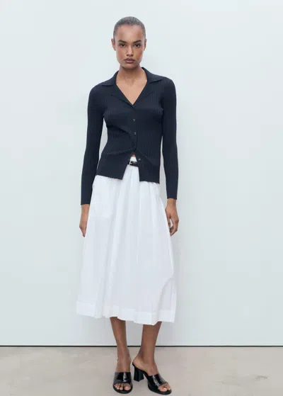 Mango Cardigan À Revers Côtelés Bleu Marine Foncé - Femme - Xxl -  In Blue