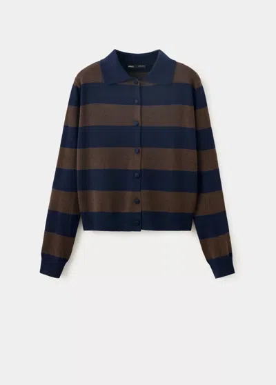 Mango Cardigan Bouton Col Revers In Marron
