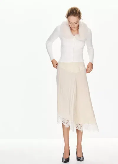 Mango Cardigan Col Imitation Fourrure Amovible In Blanc Cassé