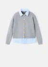 Mango Combined Knitted Cardigan Grey In Gray