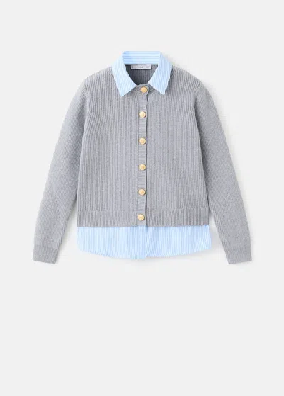 Mango Combined Knitted Cardigan Grey In Gray