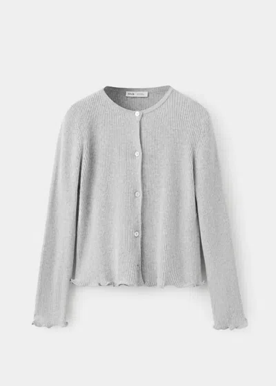 Mango Kids' Cardigan Côtelé En Mélange De Coton In Gray