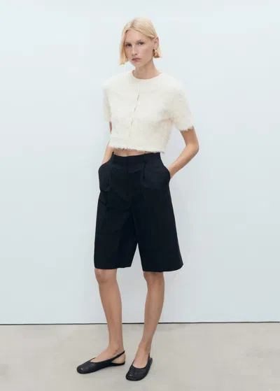 Mango Knitted Cropped Cardigan Beige