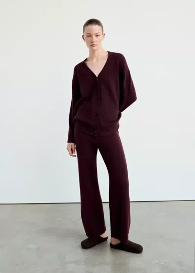 Mango Cardigan De Pyjama En Maille À Boutons In Bordeaux