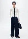 Mango Cotton Cardigan With Contrast Closure Ecru In Ecru