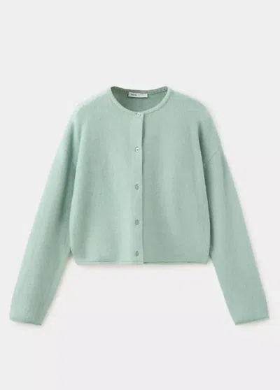 Mango Kids' Cardigan En Maille À Boutons In Vert D´eau