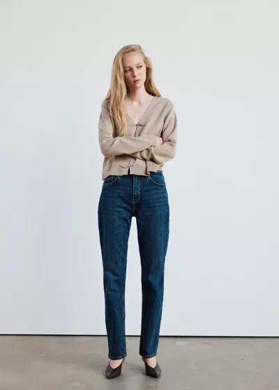 Mango Cardigan En Maille À Brandebourgs In Brown