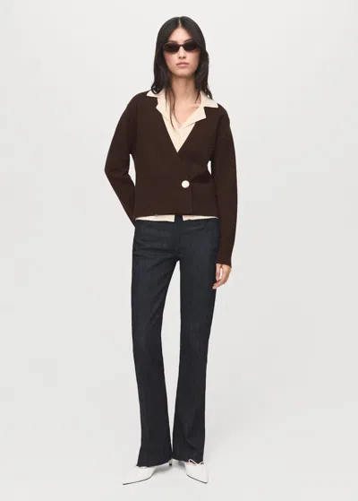 Mango Double-breasted Cardigan Chocolate In Brown