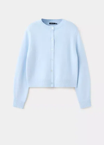 Mango Cardigan Laine Col Rond In Bleu Ciel