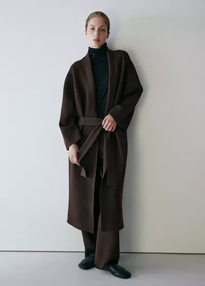 Mango Cardigan Long Maille Milano In Chocolat