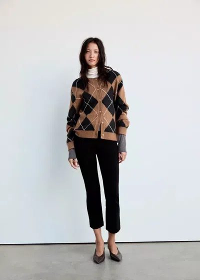 Mango Cardigan Losanges Détail Foulard In Brown