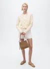Mango Knitted Cardigan With Frayed Ends In Sand