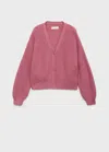 Mango Knitted Button Cardigan In Pink