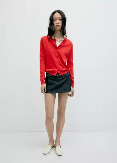 Mango Cardigan Maille Boutons In Rouge